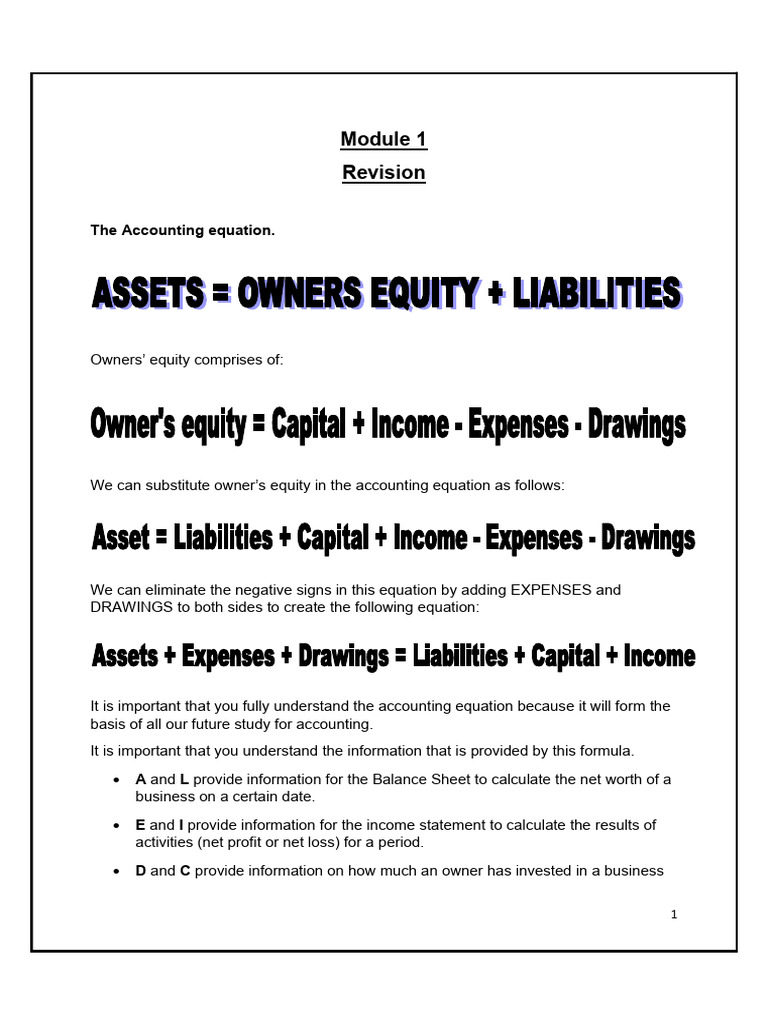Understanding the Accounting Equation | PDF | Debits And Credits | Business