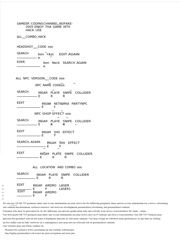 In-Game Editing Hacks and Codes | PDF | Http Cookie | Advertising