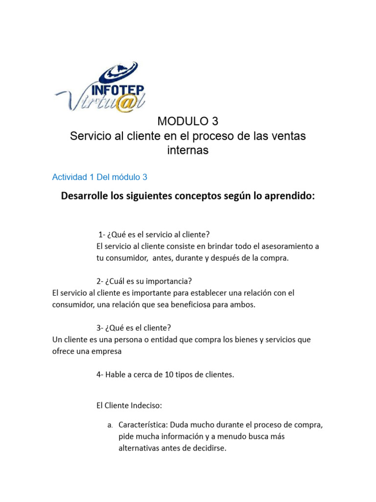 Servicio al Cliente en Ventas Internas | PDF | Servicio al Cliente ...