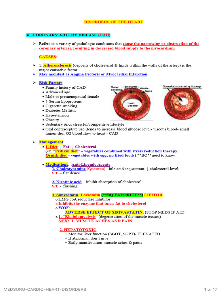 Medsurg Cardio Heart Disorders | PDF | Percutaneous Coronary ...
