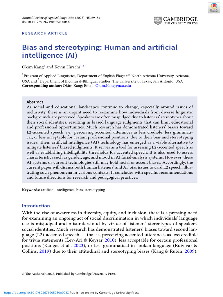 Bias in Human and AI Speech Perception | PDF | Speech Recognition ...
