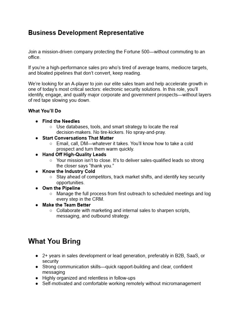 Business Development Representative | PDF | Computing | Information ...