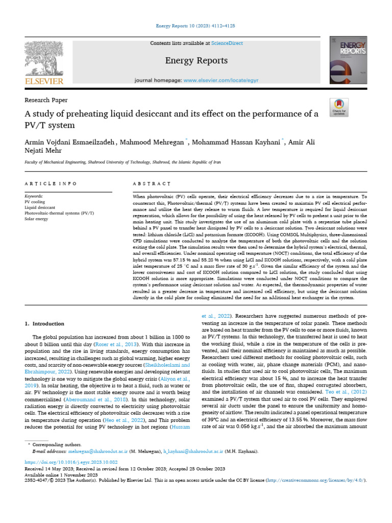 A Study of Preheating Liquid Desiccant and Its Effect on the ...