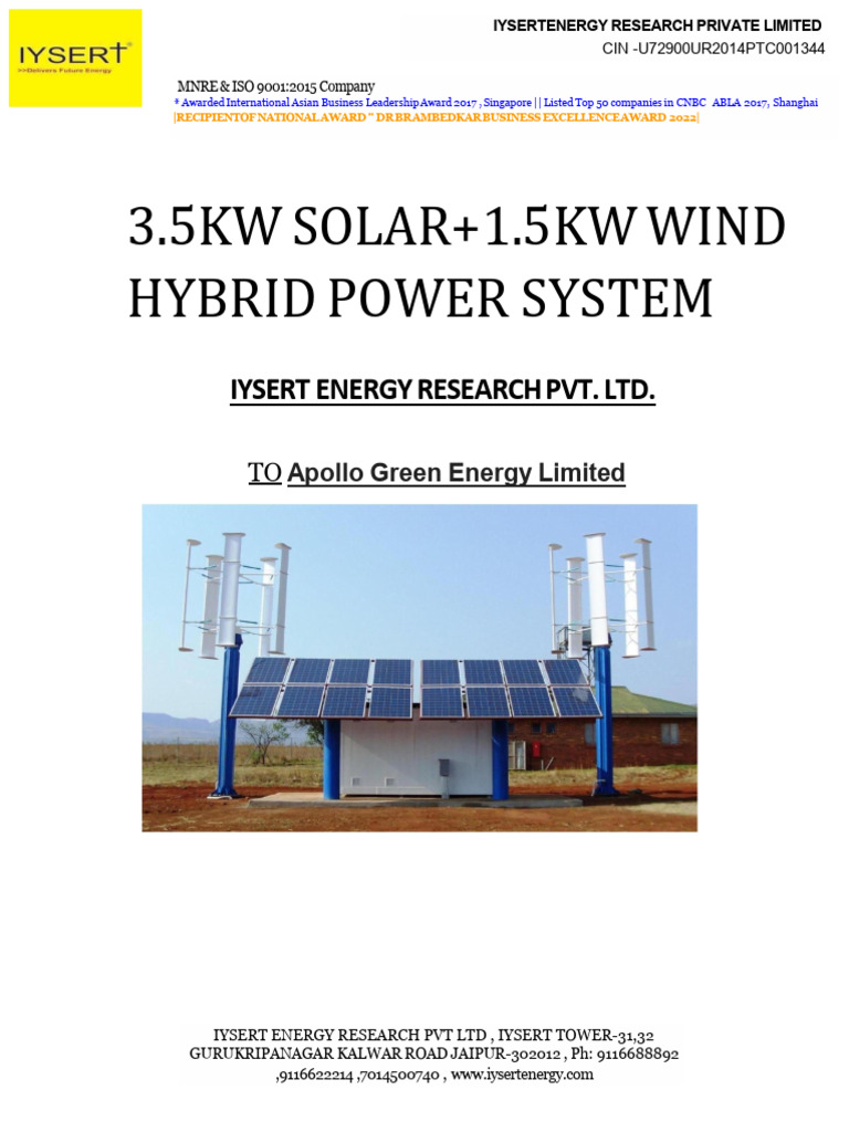 3.5KW Solar +1.5KW Wind Hybrid System | PDF | Photovoltaic System ...