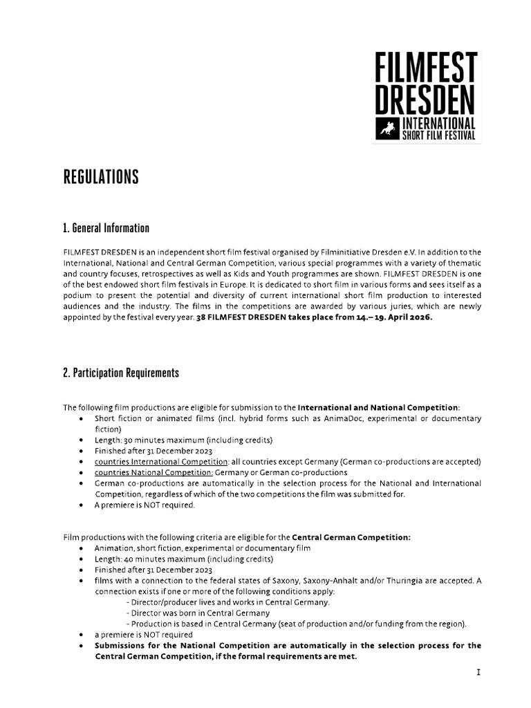 Film Competition Regulations Guide | PDF