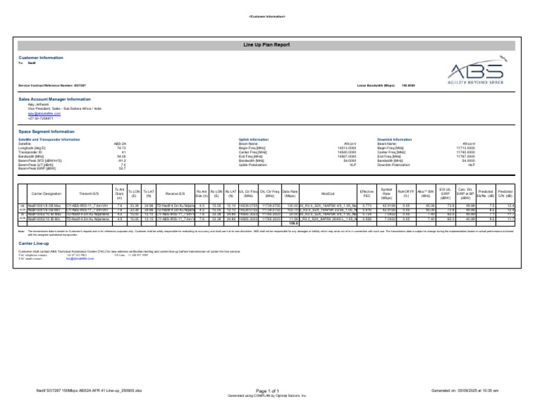 Customer Satellite Service Details | PDF | Radio Technology ...