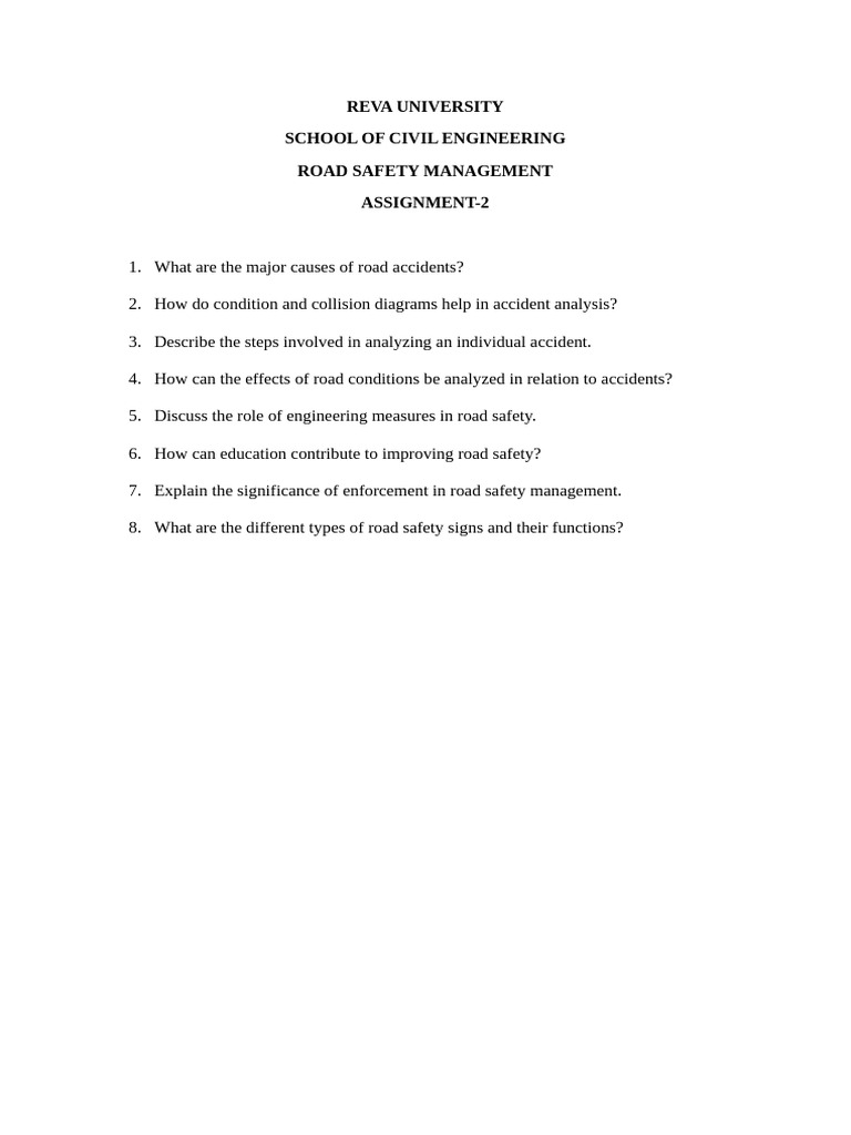 Road Safety Management Assignment Insights | PDF