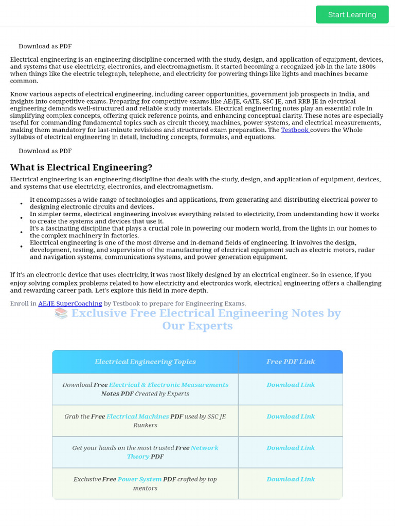 Electrical Engineering Notes, Download Study Material Notes PDF For AE ...