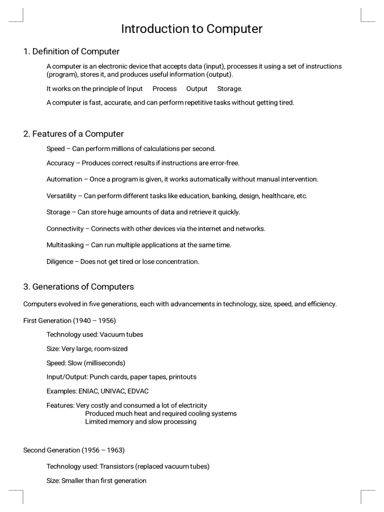 Overview of Computer Basics and Functions | PDF | Operating System ...