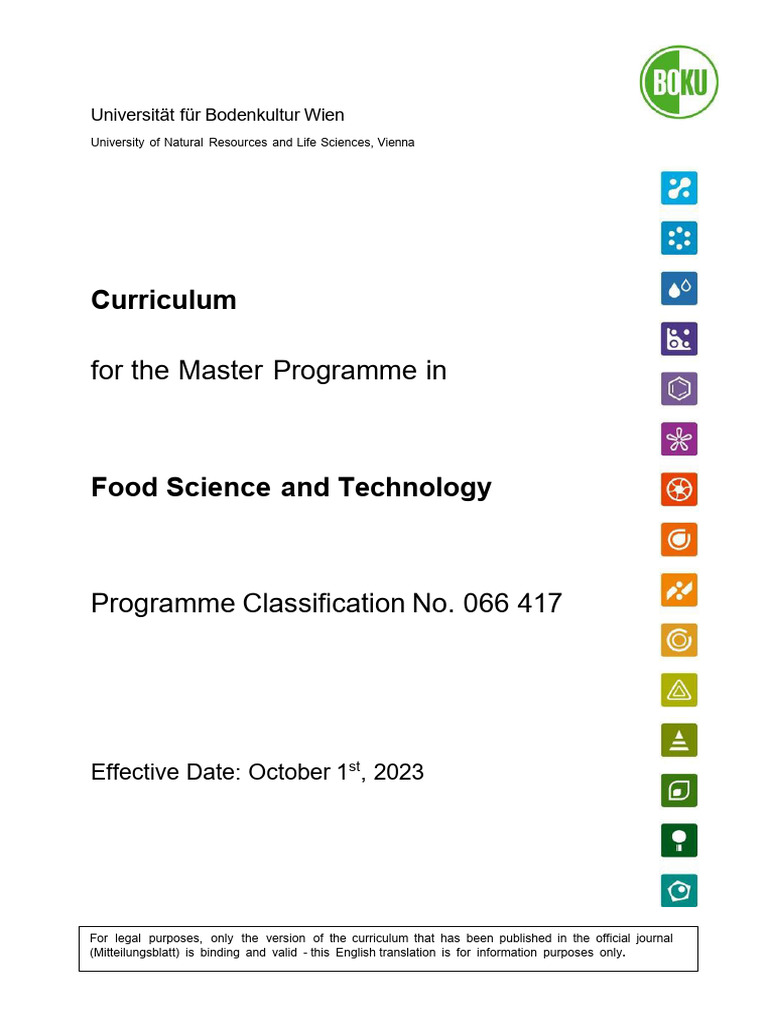 Master’s Curriculum in Food Science | PDF | Thesis | Master's Degree