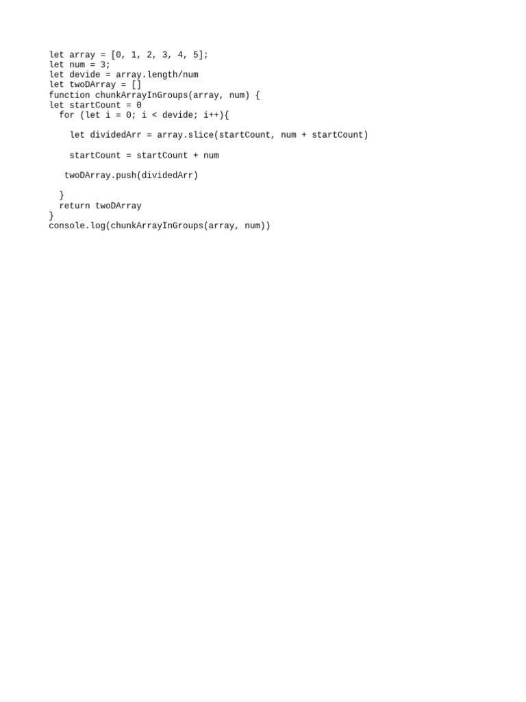 JavaScript Chunk Array Function | PDF