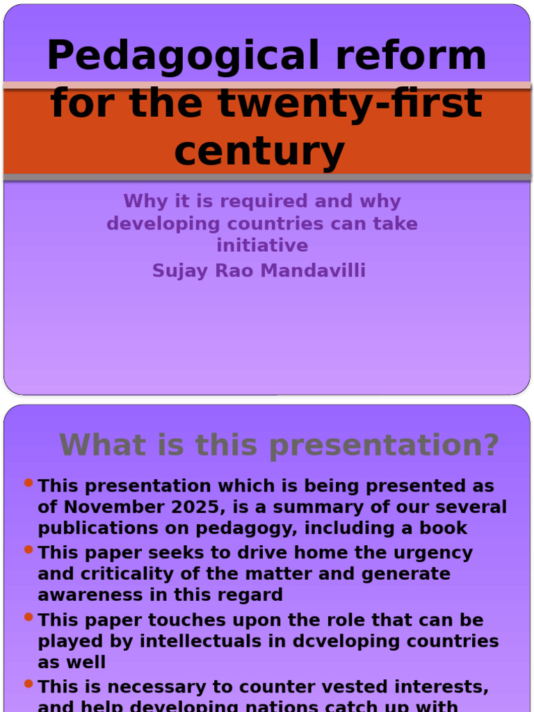 Pedagogical Reform For The 21st Century Sujay Rao Mandavilli | PDF ...