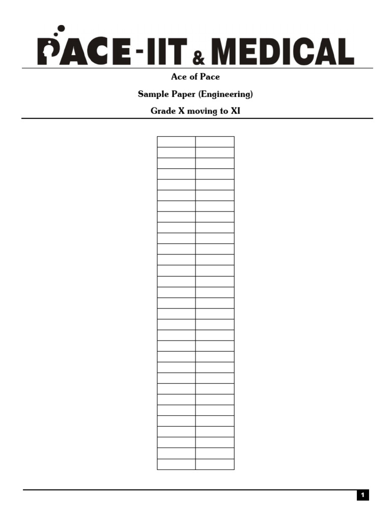 Ace of Pace Sample Paper Engineering Answer Key 1 | PDF