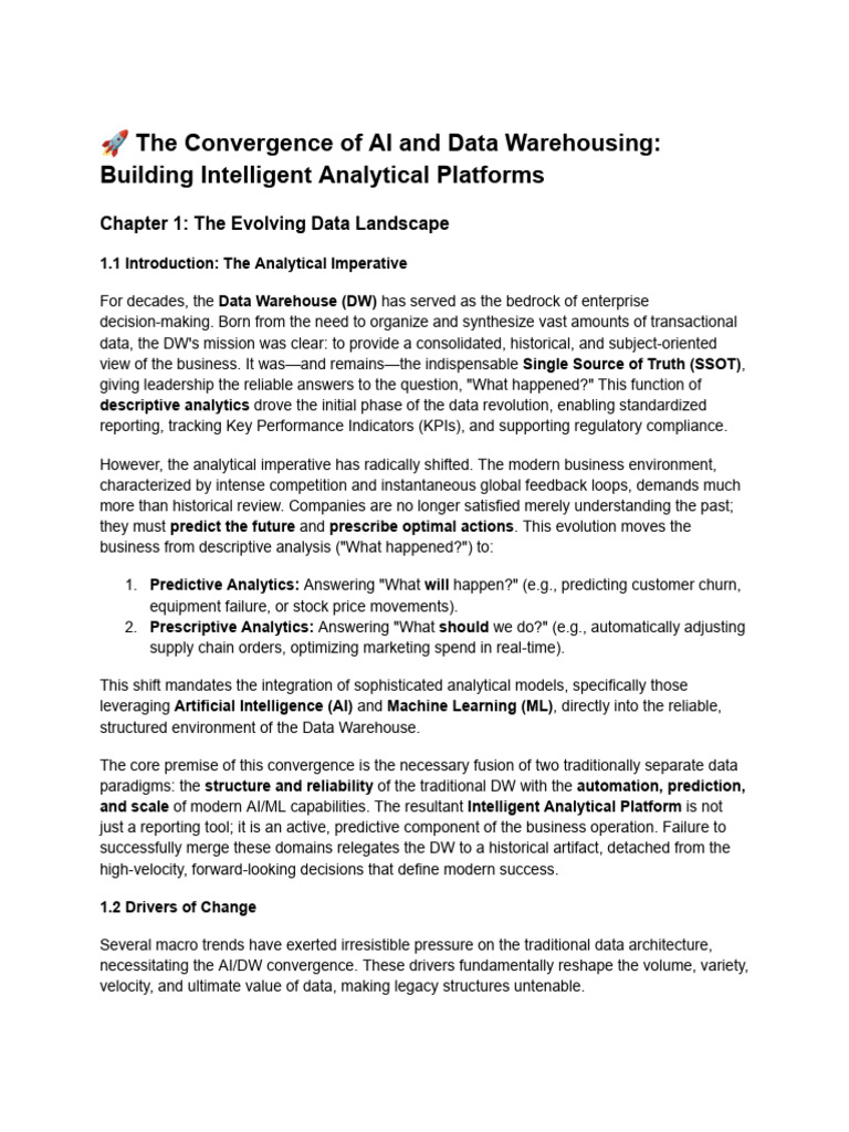 AI and Data Warehousing Convergence | PDF | Cloud Computing | Data ...