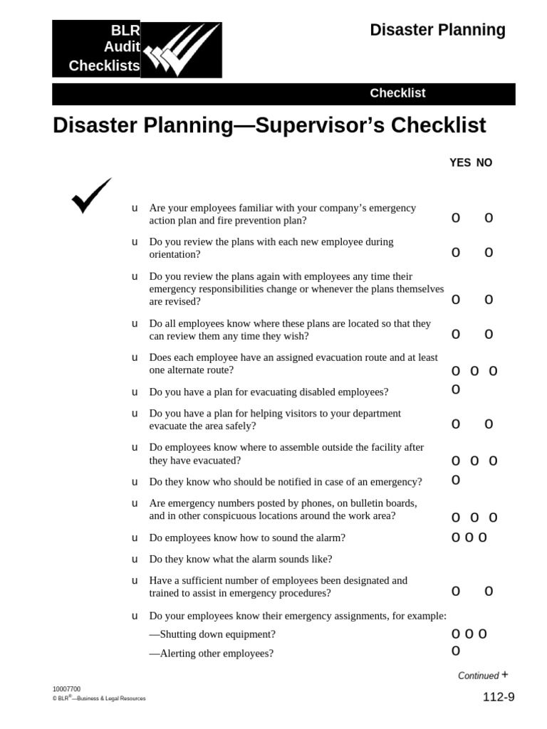 Disaster Planning Checklist | PDF | Emergency | Firefighting