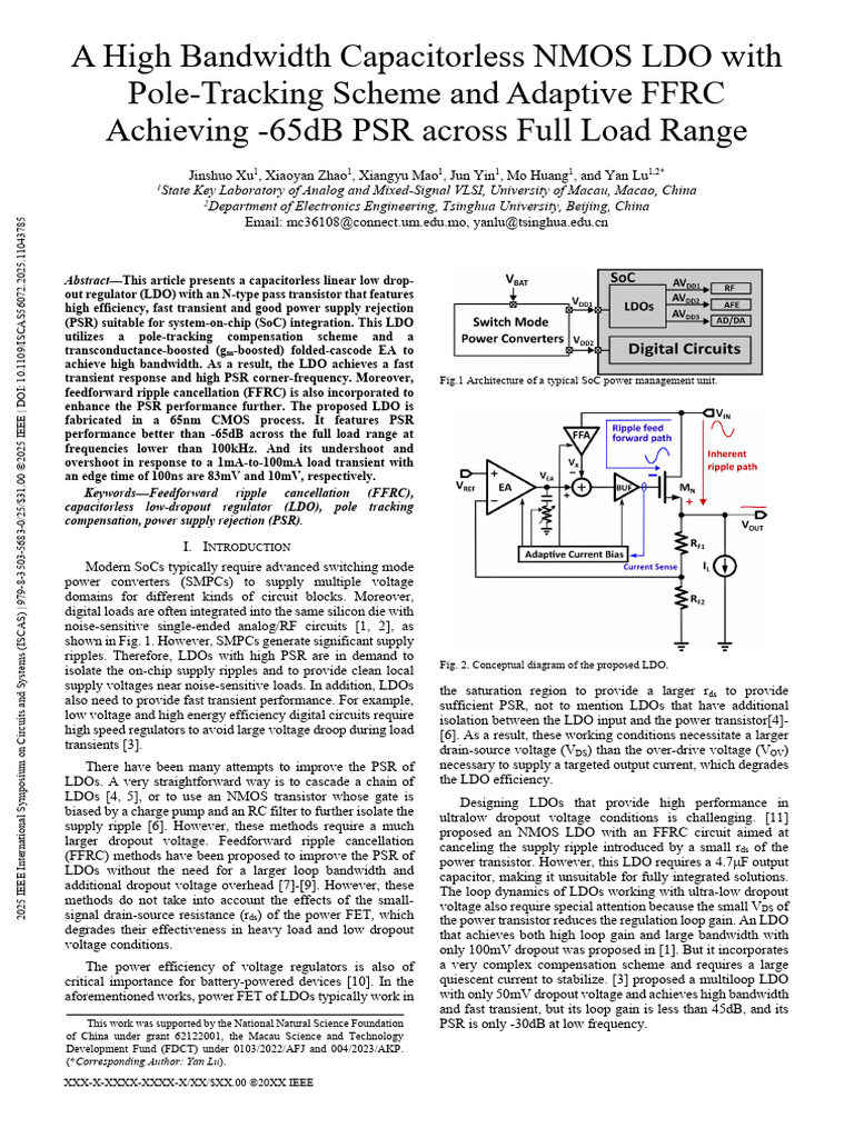 High PSR NMOS LDO with FFRC Design | PDF | Mosfet | Amplifier