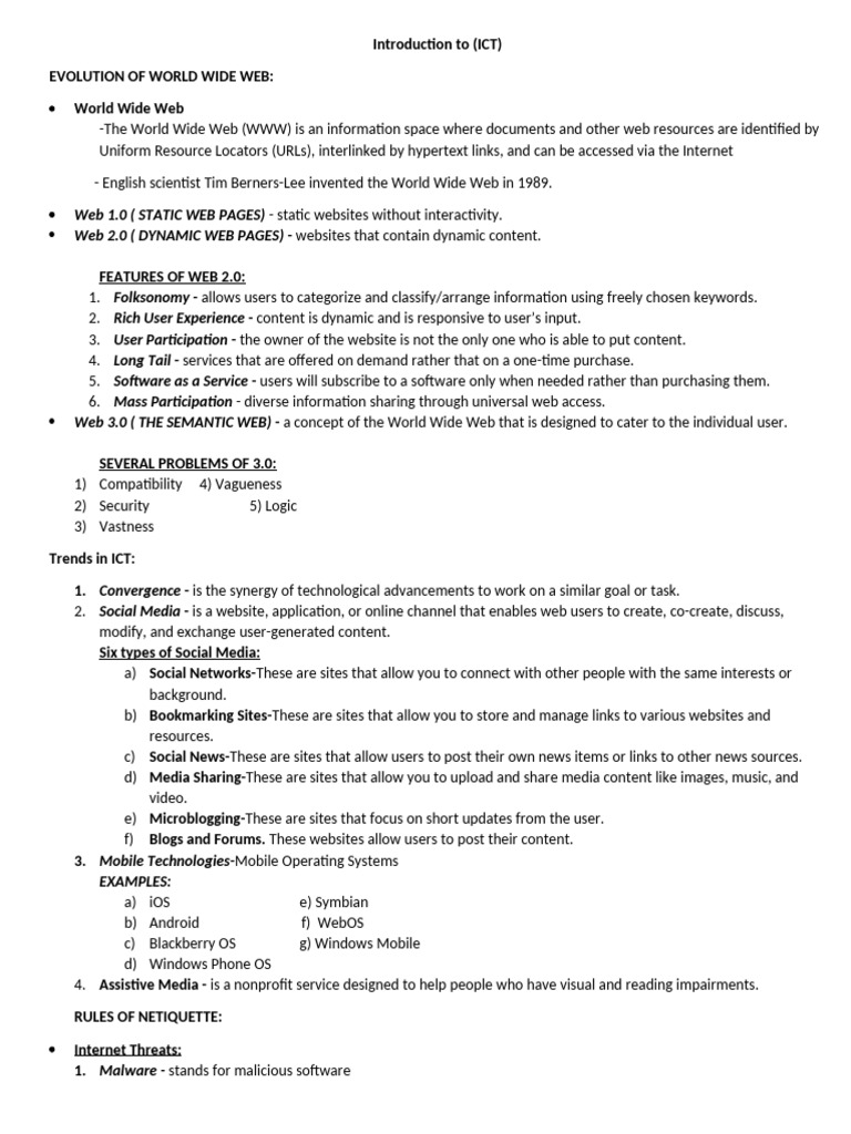 Ict Reviewer | PDF | World Wide Web | Internet & Web