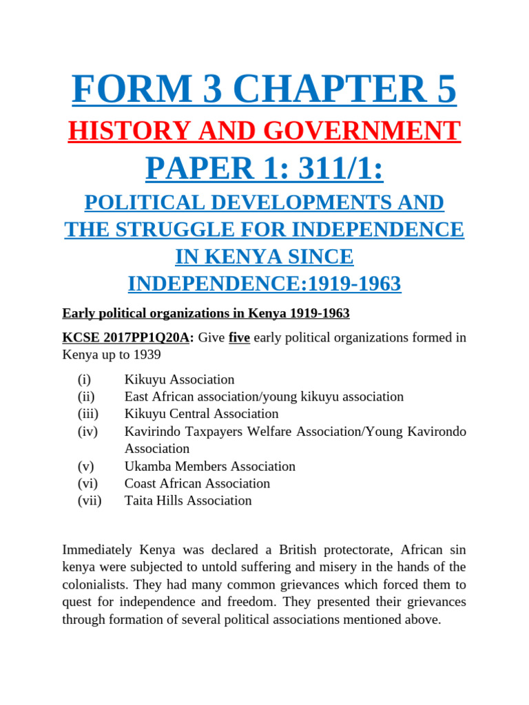 Kenya's Political Struggle: 1919-1963 | PDF | Kenya