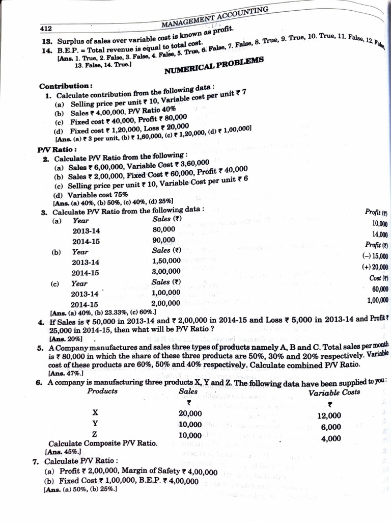 CVP Analysis and Variance Practice Questions | PDF | Pricing | Economics