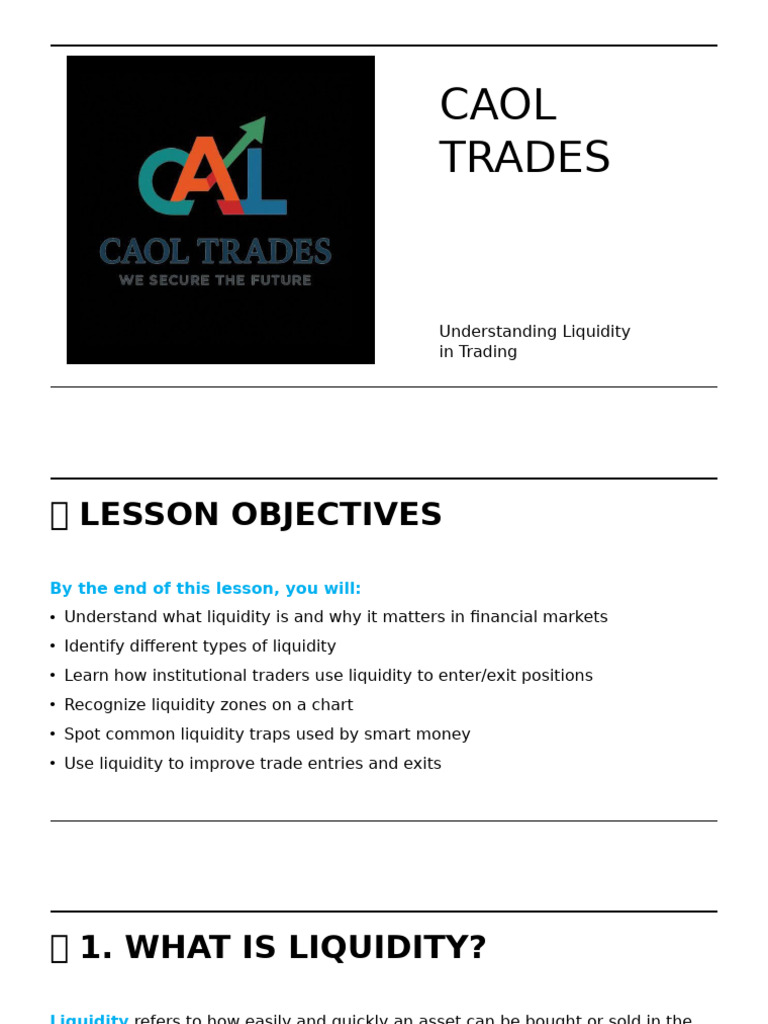 Understanding Liquidity in Trading | PDF | Market Liquidity | Prices