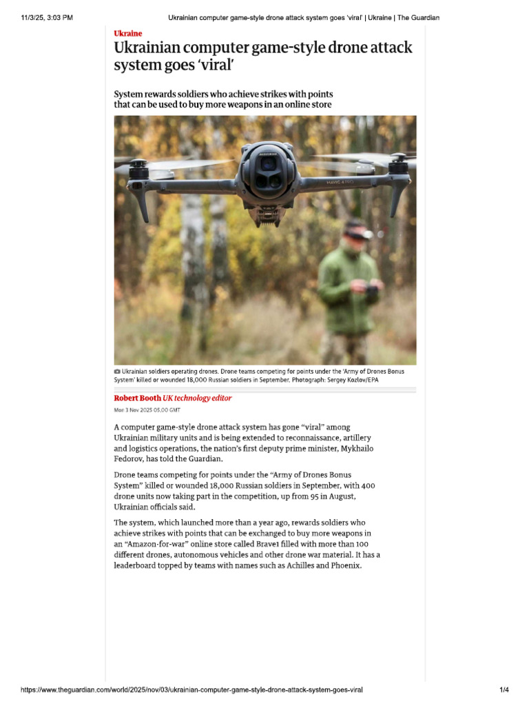 Ukrainian Computer Game-Style Drone Attack System Goes Viral' | PDF