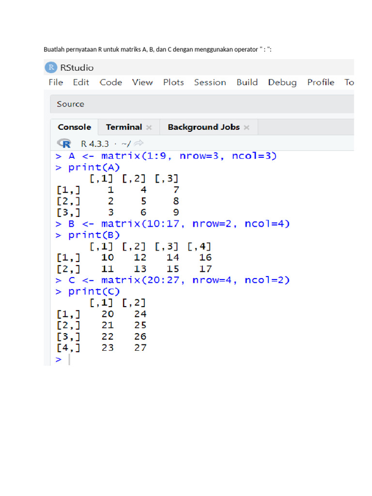 Contoh Program R untuk Matriks dan Statistik | PDF
