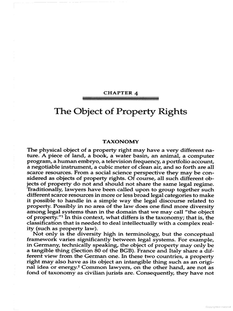 Objects of Property Rights - Ugo Mattei, 2000 | PDF | Property | Goods
