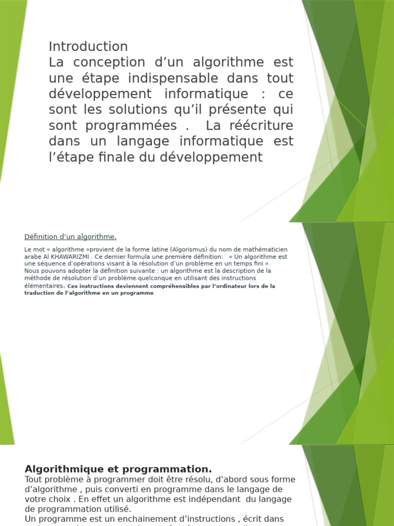 Introduction à l'Algorithmique et Programmation | PDF | Variable ...