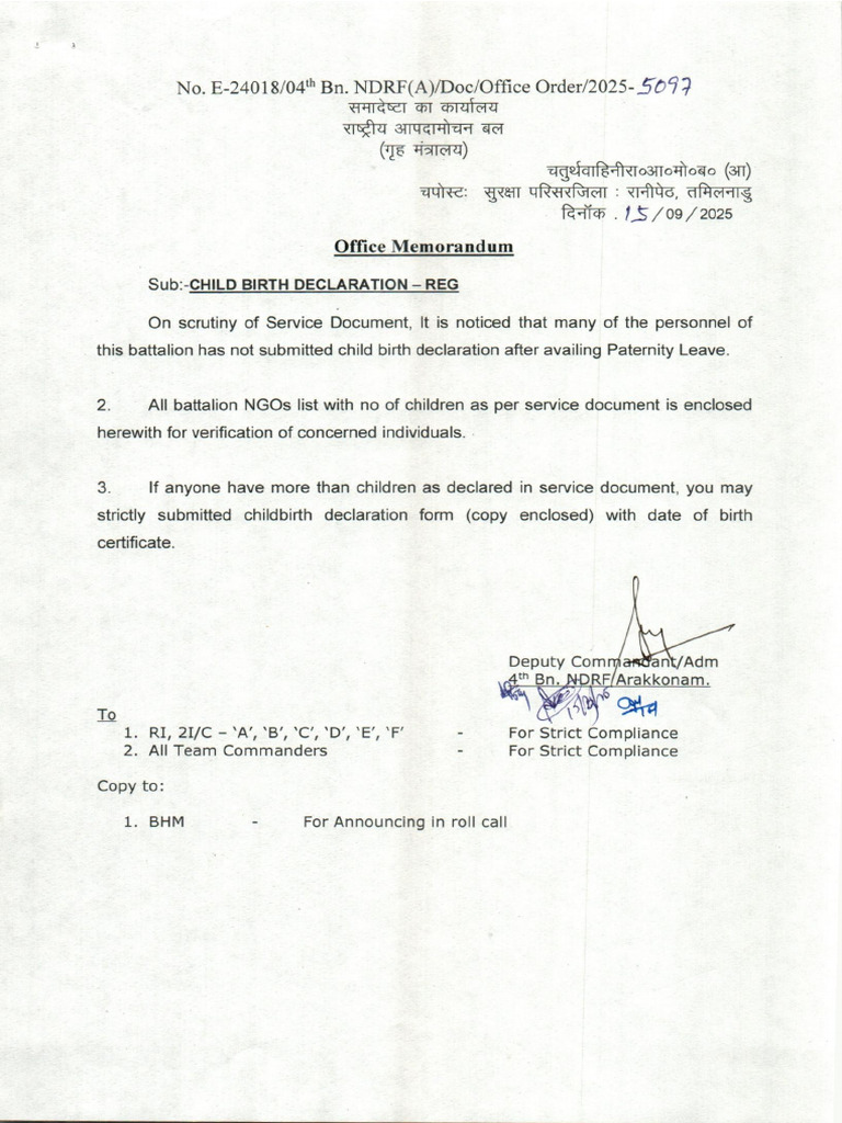 5097-Child Birth Declaration - Reg | PDF