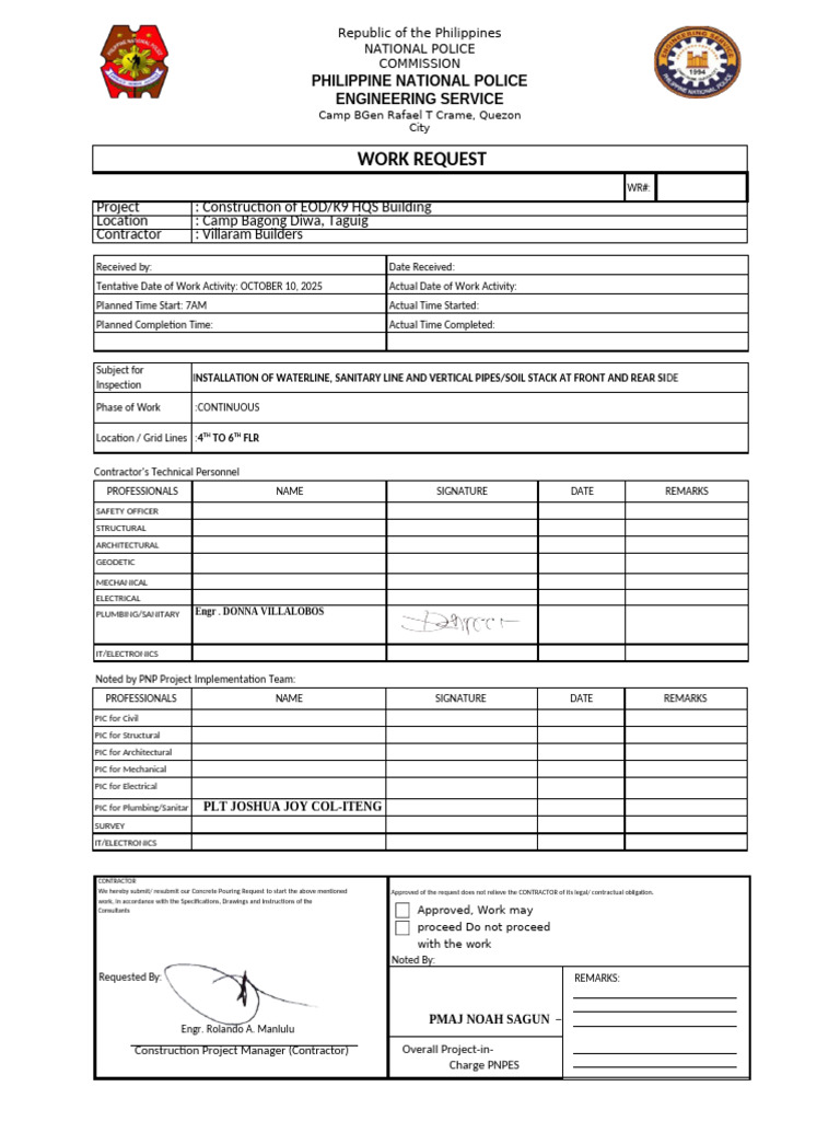EOD/K9 HQS Building Construction Request | PDF