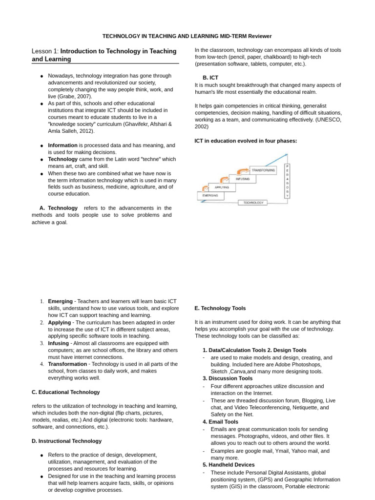 Technology in Teaching and Learning 1 | PDF | Educational Technology ...