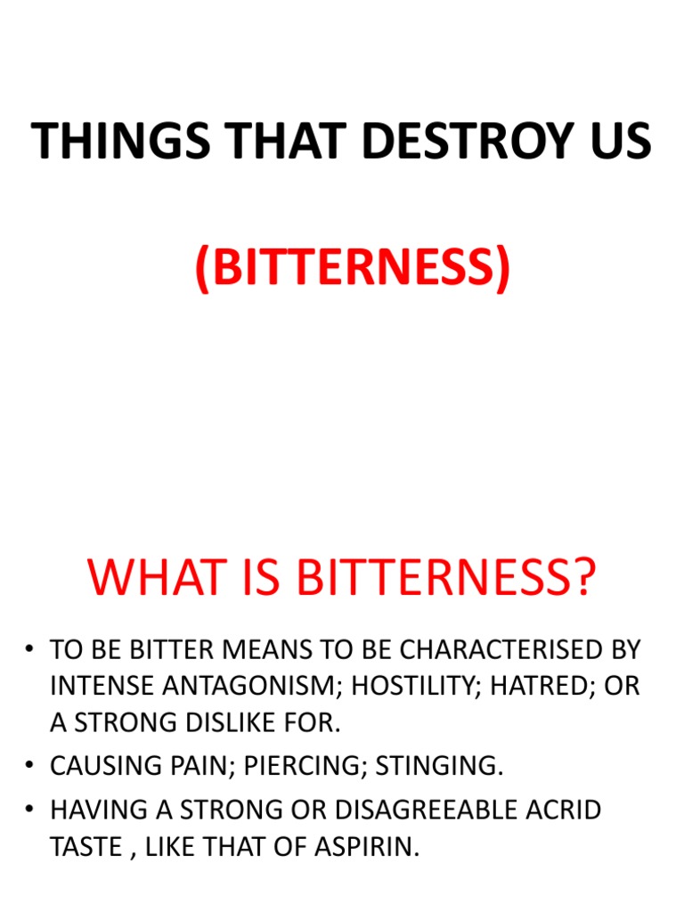 Things That Destroy Us Bitterness PDF David Hebrew Bible