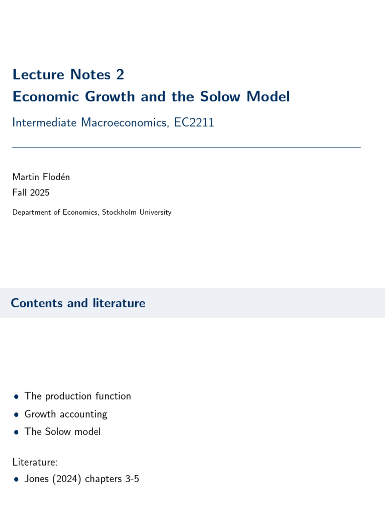 LN02 Solow | PDF | Production Function | Economic Growth