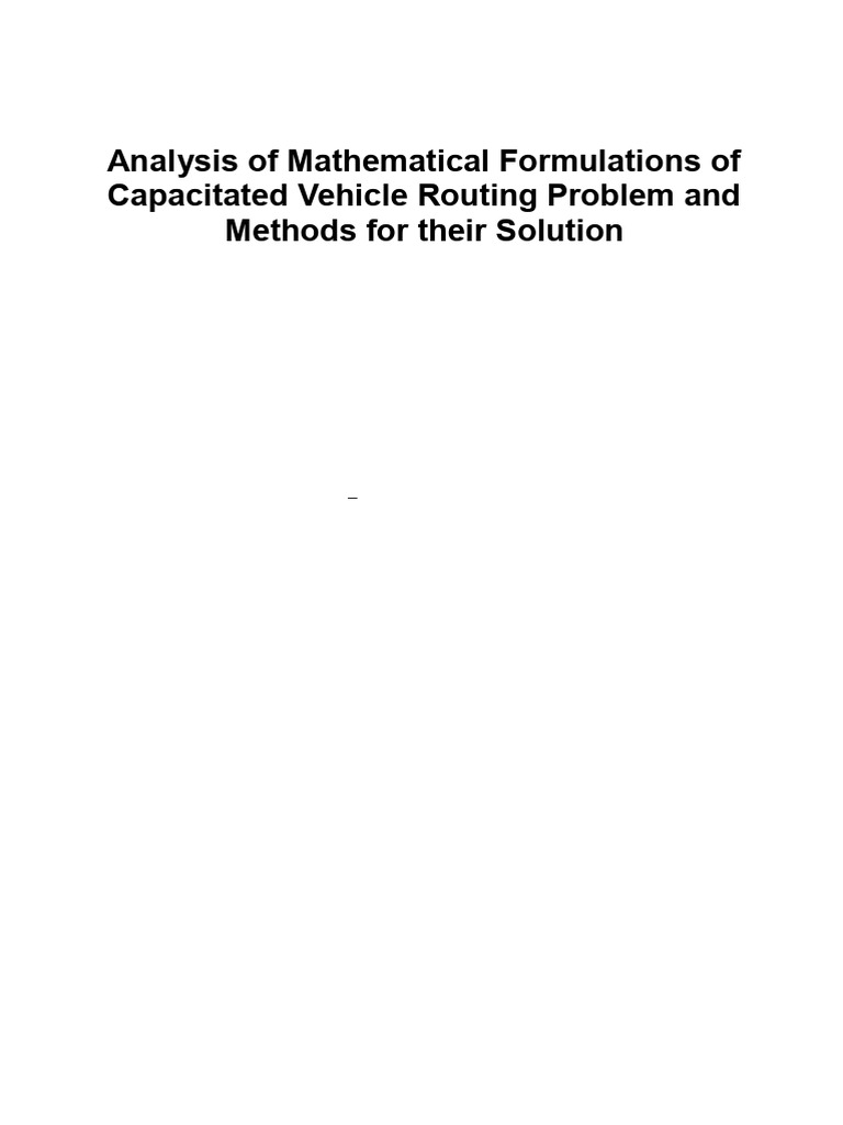 Capacitated Vehicle Routing Problem Analysis | PDF | Metaheuristic ...