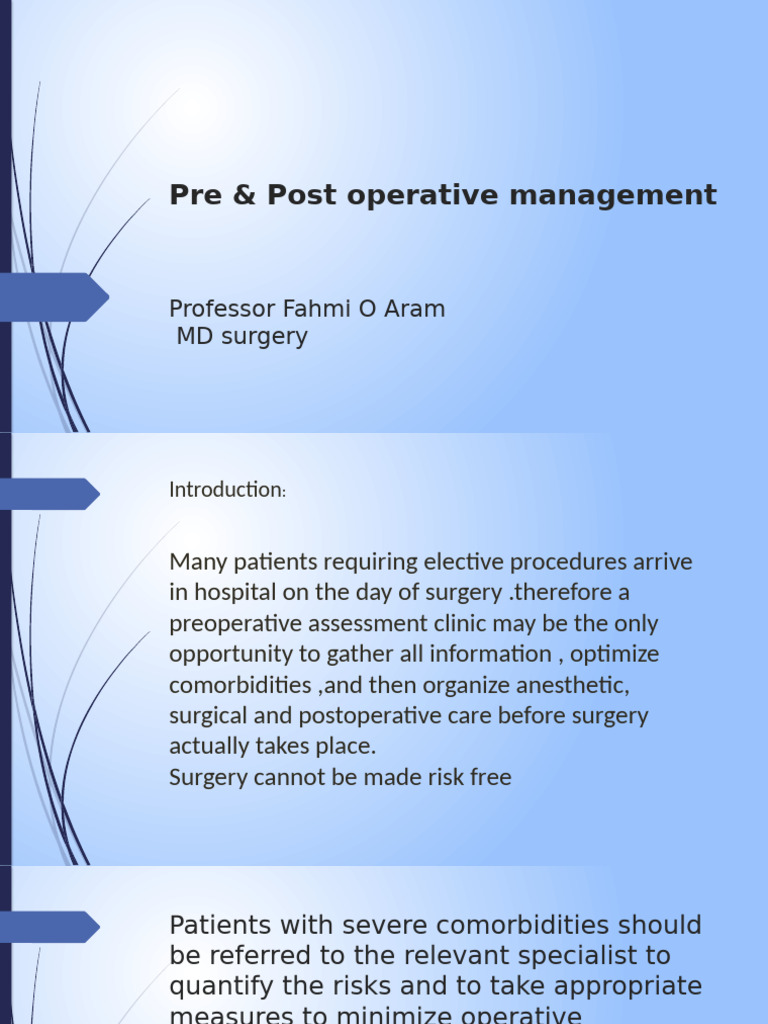 Pre & Postoperative Patient Management | PDF | Surgery | Diabetes