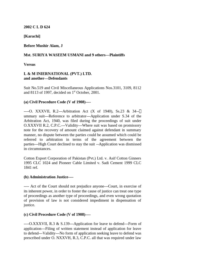 2002 C L D 624 | PDF | Negotiable Instrument | Lawsuit