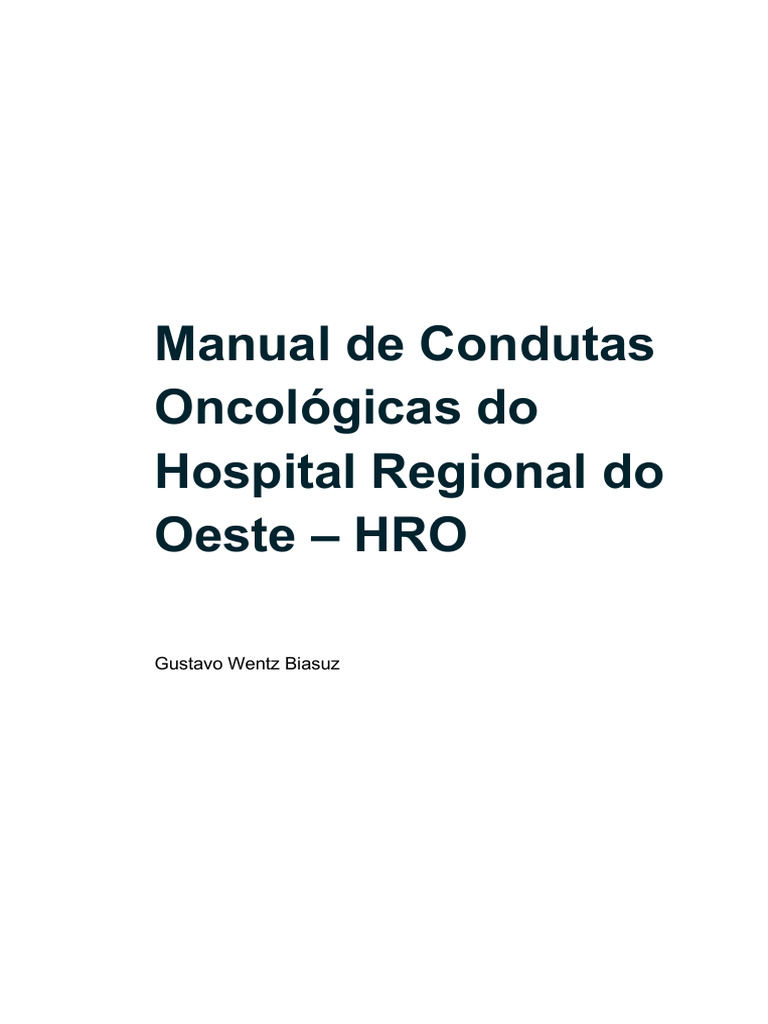 Manual de Condutas Oncológicas HRO | PDF | Câncer | Metástase