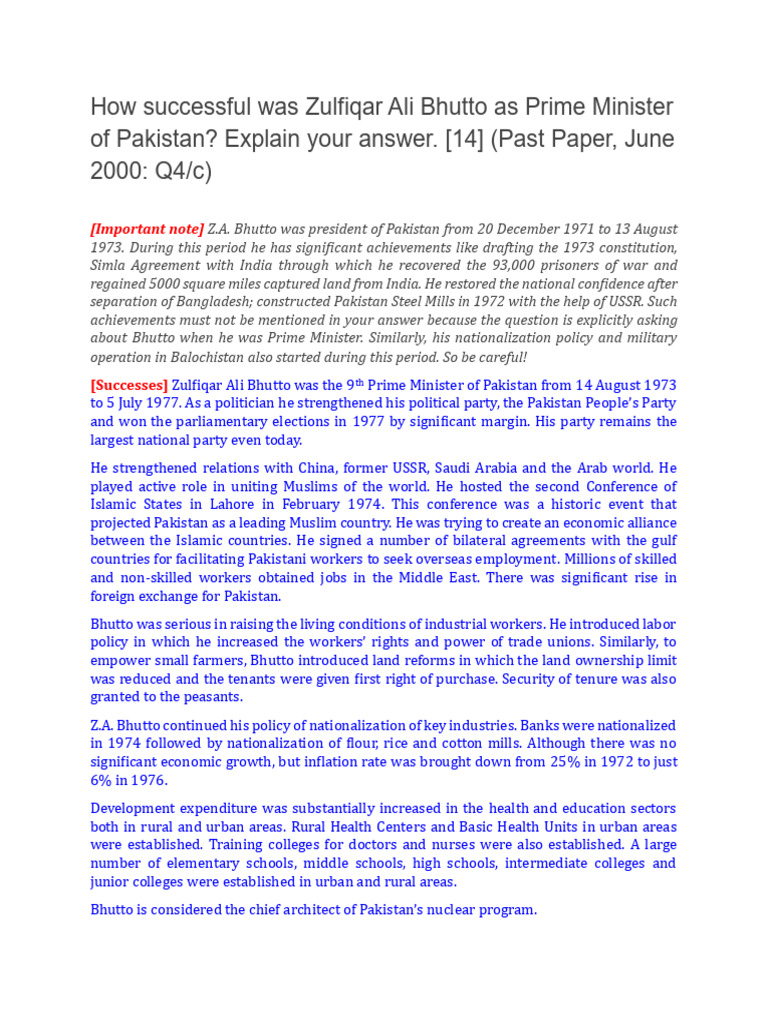 How Successful Was Z.A Bhutto | PDF | Zulfikar Ali Bhutto | Pakistan