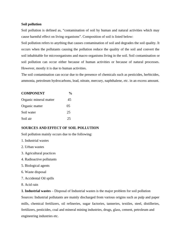 Understanding Soil Pollution Causes & Effects | PDF | Soil | Waste