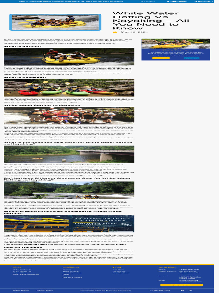 White Water Rafting Vs Kayaking - All You Need To Know Southeastern ...