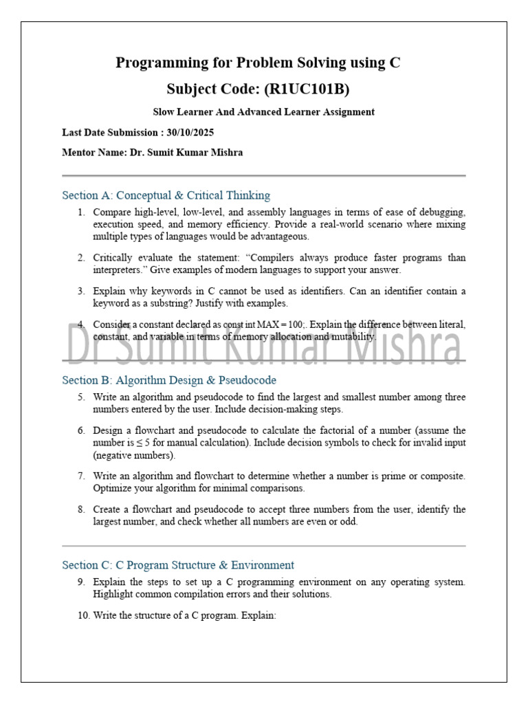 PPS SL Assignment 1 | PDF | Numbers | Software Engineering