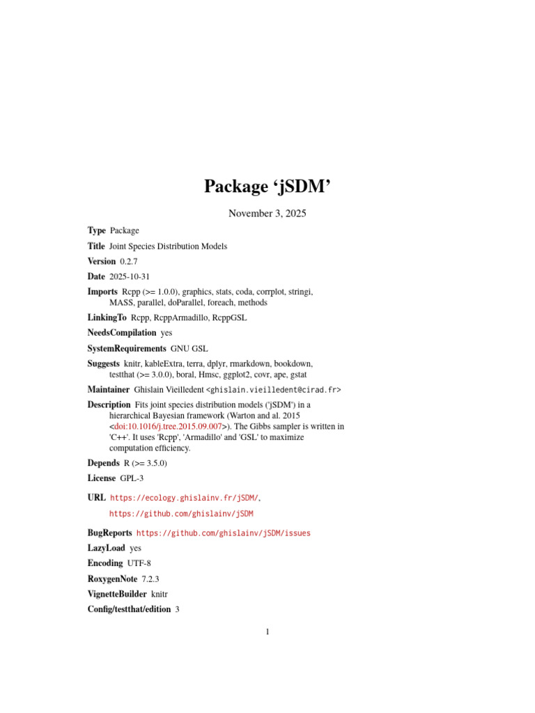 jSDM: Joint Species Distribution Models | PDF | Linear Regression ...