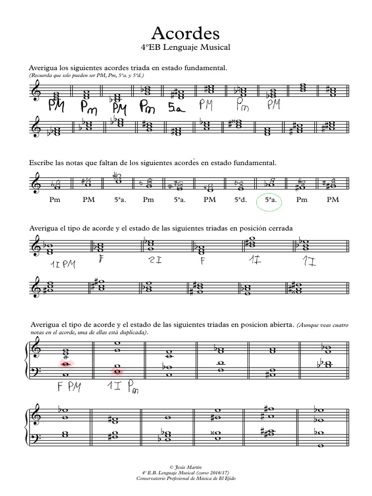 Acordes Triada en Lenguaje Musical | PDF | Acorde (Música ...