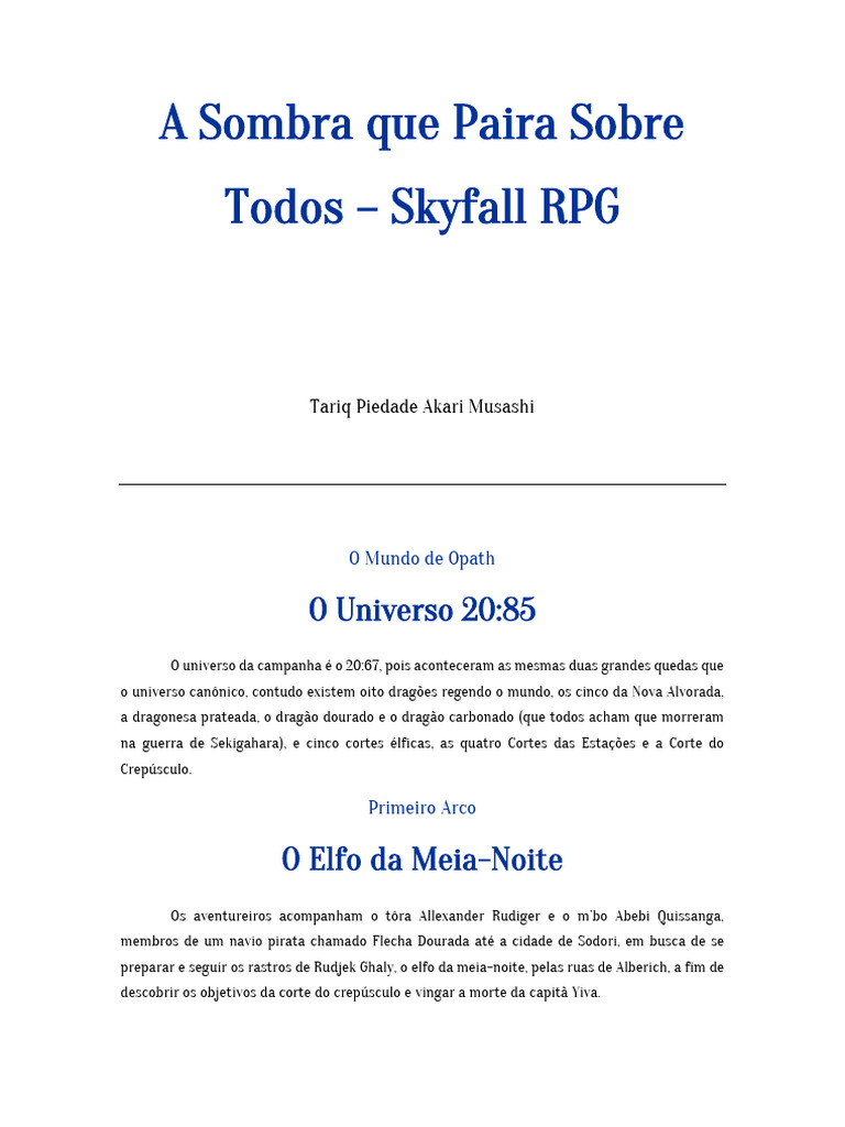 Skyfall RPG: A Sombra em Opath | PDF | Pirataria | Elfos