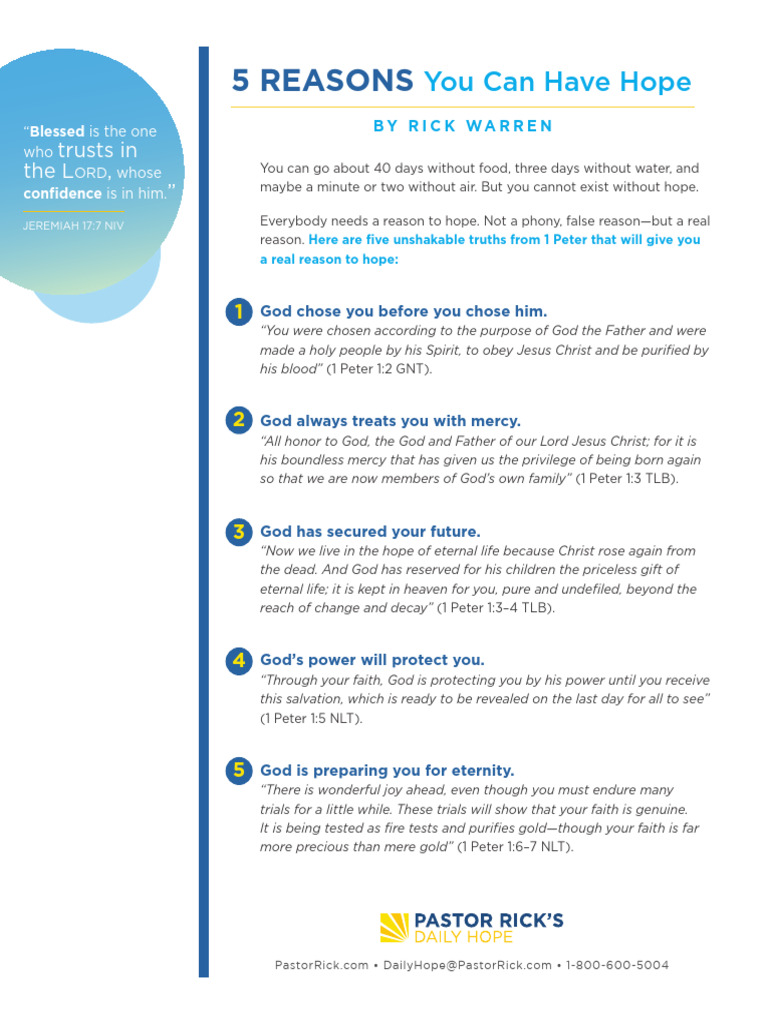 5 Reasons for Hope in God | PDF | Eternal Life (Christianity ...