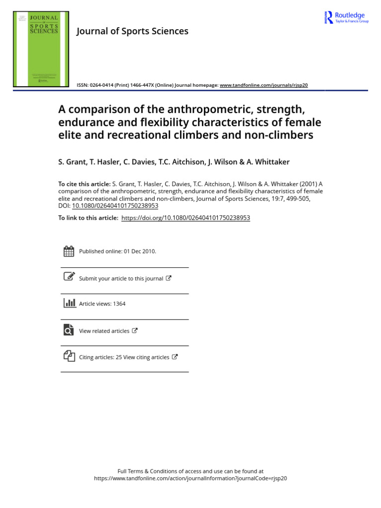 A Comparison of The Anthropometric Strength Endurance and Flexibility ...
