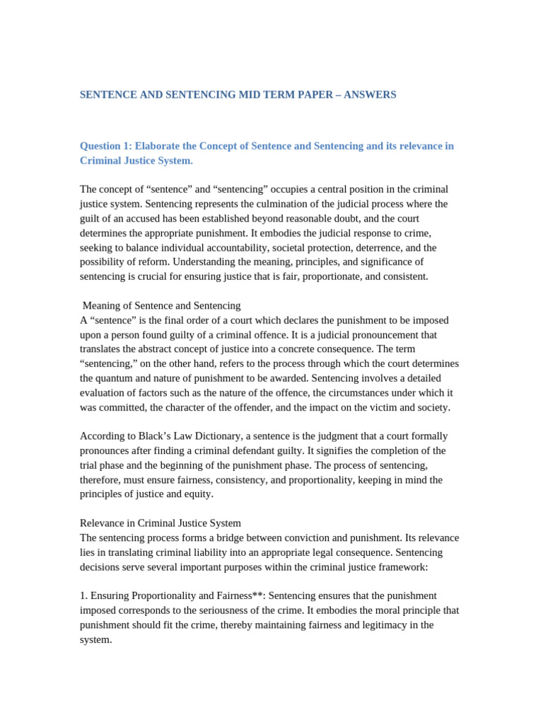 Understanding Sentencing in Criminal Justice | PDF | Crimes | Crime ...