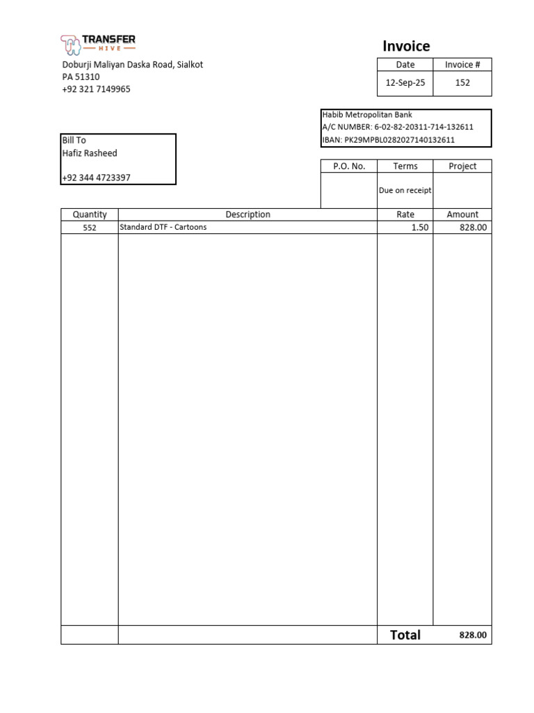 Invoice for Standard DTF - Cartoons | PDF