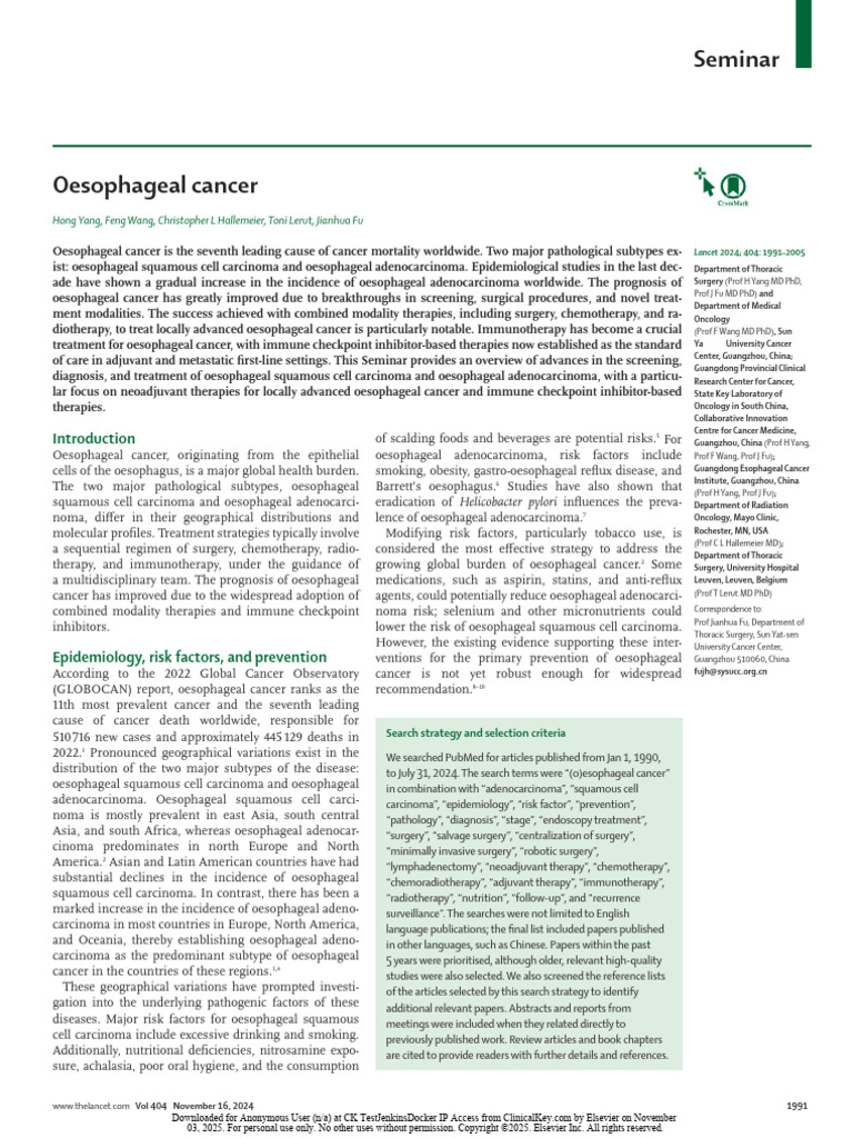 Oesophagus | PDF | Esophageal Cancer | Cancer