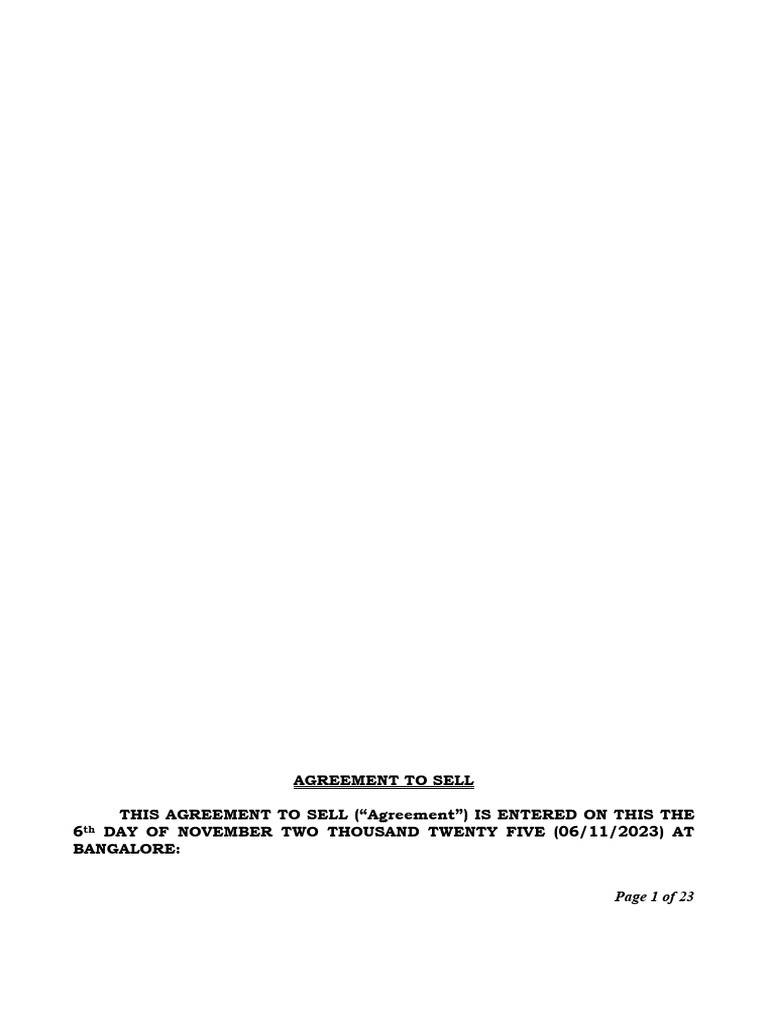 Agreement To Sell Draft - 229 - e Block | PDF | Covenant (Law) | Deed